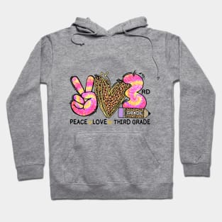 Peace Love Third Grade Funny Tie Dye Student Teacher Hoodie